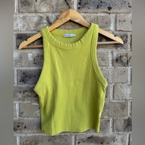 Bershka Lime Green Muscle Ribbed Tee Size M